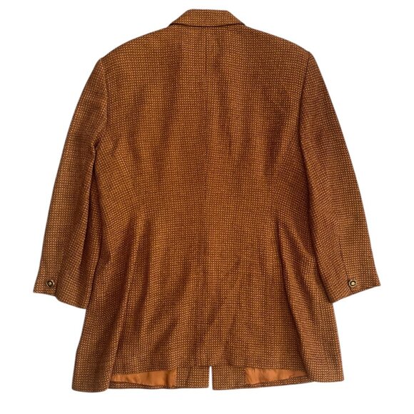 Vintage Escada Margaretha Ley Wool Blend Tweed Blazer Orange Size 14 Gold Button - Picture 4 of 15